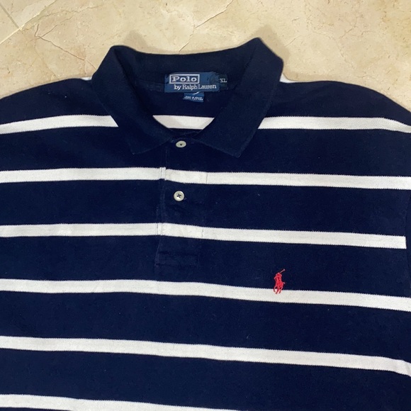 POLO by Ralph Lauren Black White Stripe Polo Shirt - Picture 3 of 3